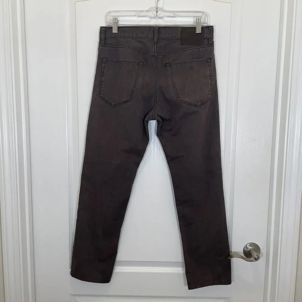 Boss Hugo Boss Straight Leg Jeans‎ Cotton Flannel Micro Stripe Brown 32 W 27 L